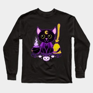 Purr Evil Cat Witch Long Sleeve T-Shirt